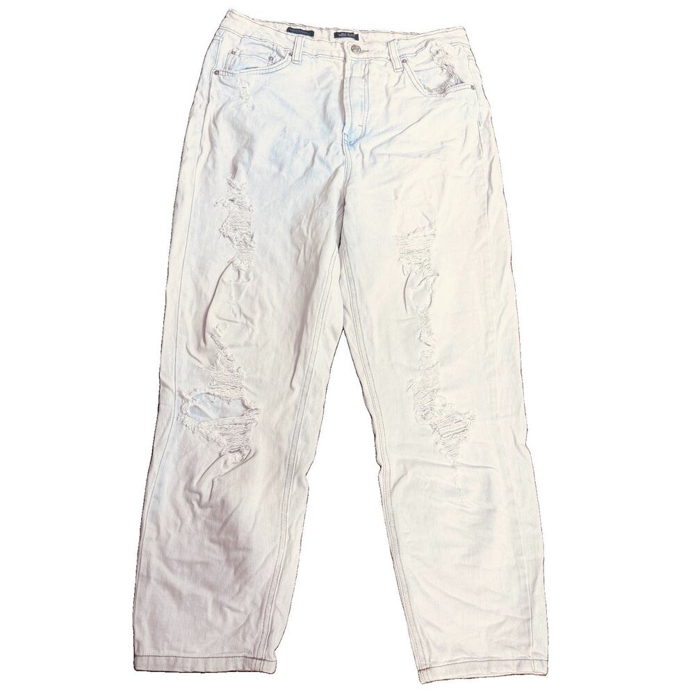Wild Fable Womens 10 highest rise Mom jeans Light blue denim Stretch‎ Distressed